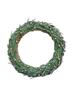 Little Birdie - Handmade Christmas Wreath Decorated Leaf 14inch Jute Natural Base