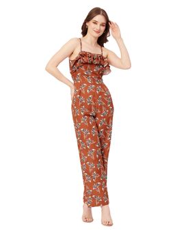 Moomaya - Casual Romper Frilled Printed Jumpsuit