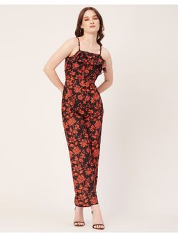 Moomaya - Casual Romper Frilled Printed Jumpsuit