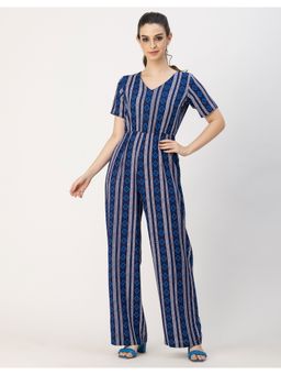 Moomaya - Half Sleeve Printed Rayon Jumpsuit