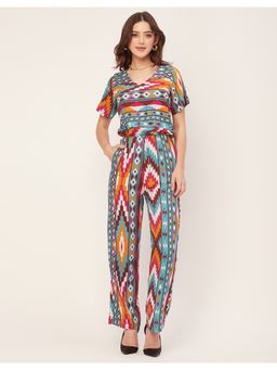 Moomaya - Elegant Printed Rayon Full Leg Jumpsuit
