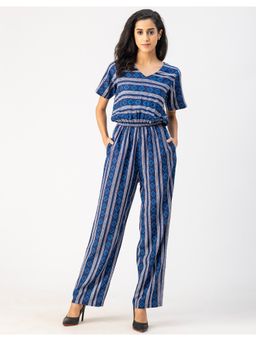 Moomaya - Elegant Printed Rayon Full Leg Jumpsuit
