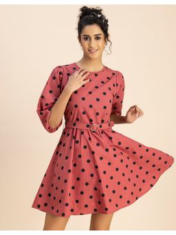 Moomaya - Trendy Skater Round Neck Mini Dress (Set of 2)