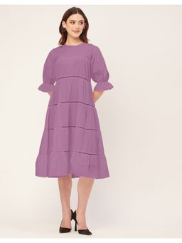 Moomaya - Tiered Cotton Casual Half Sleeves Dress