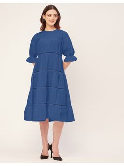 Moomaya - Tiered Cotton Casual Half Sleeves Dress