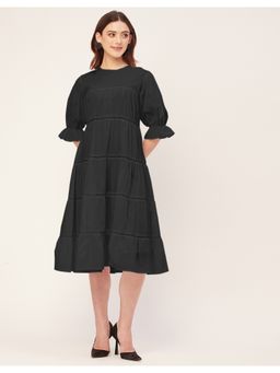 Moomaya - Tiered Cotton Casual Half Sleeves Dress