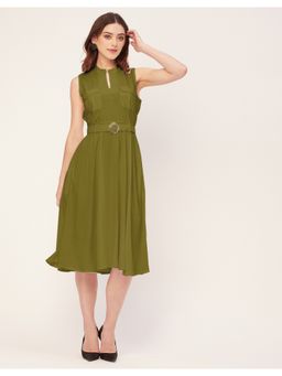 Moomaya - Elegant Mandarin Collar Midi Dress (Set of 2)