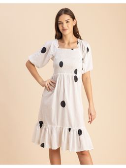 Moomaya - Printed Half Sleeve Knee Length Dress