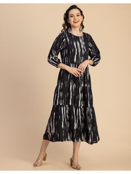 Moomaya - Casual Rayon Three Fourth Sleeves Midi Dress