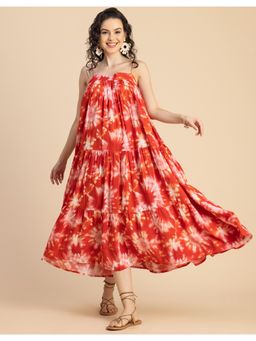 Moomaya - Boho Shoulder Straps Midi Dress