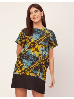 Moomaya - Printed Rayon Round Neck Mini Dress