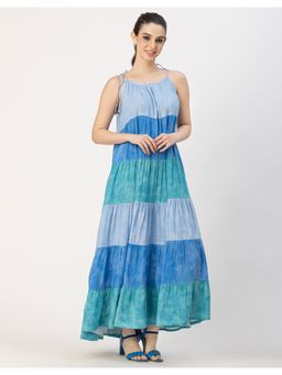 Moomaya - Casual Shoulder Strap Tiered Maxi Dress