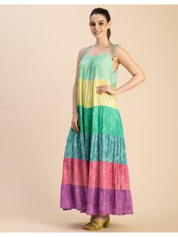 Moomaya - Casual Shoulder Strap Tiered Maxi Dress