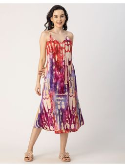 Moomaya - Elegant Printed Sleeveless Midi Dress