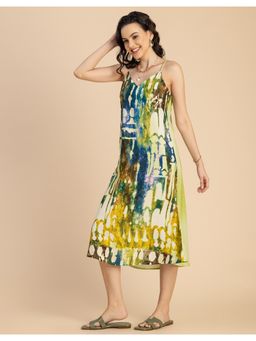 Moomaya - Elegant Printed Sleeveless Midi Dress