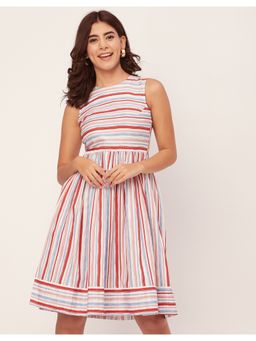 Moomaya - Sleeveless Round Neck Knee Length Dress