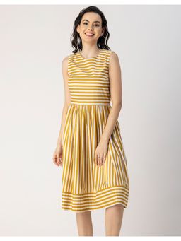 Moomaya - Sleeveless Round Neck Knee Length Dress