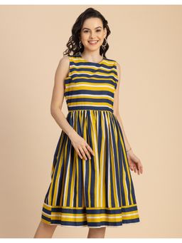 Moomaya - Sleeveless Round Neck Knee Length Dress