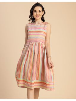 Moomaya - Sleeveless Round Neck Knee Length Dress