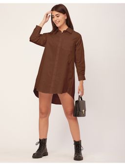 Moomaya - Full Sleeve Shirt Classic Cotton Mini Dress