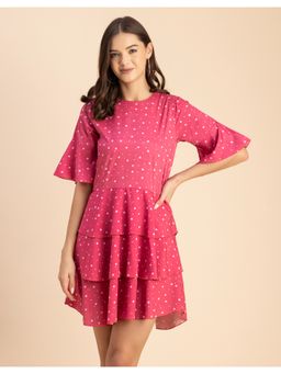 Moomaya - Romantic Half Sleeve Boho Mini Dress