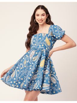 Moomaya - Square Neck Printed Mini Dress
