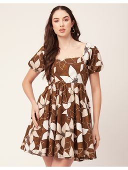 Moomaya - Square Neck Printed Mini Dress