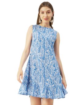 Moomaya - Round Neck Sleeveless Mini Dress