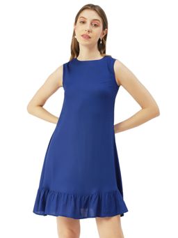 Moomaya - Round Neck Sleeveless Mini Dress