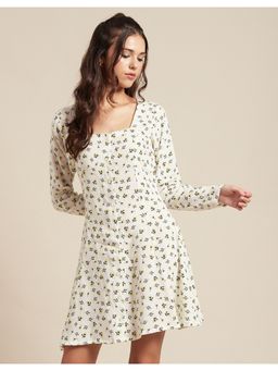 Moomaya - Square Neck Full Sleeves Mini Dress