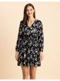 Moomaya - Short Length Viscose Full Sleeves Mini Dress