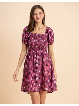 Moomaya - Printed Square Neck Mini Dress