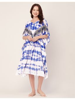 Moomaya - Asymmetric Hem Kaftan Printed Midi Dress