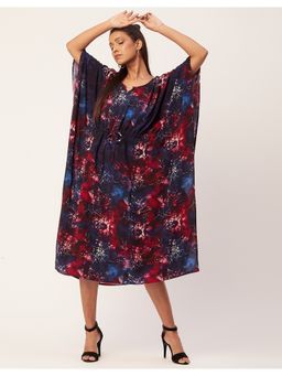 Moomaya - Asymmetric Hem Kaftan Printed Midi Dress