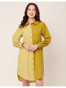 Moomaya - Collar Neck Full Sleeves Knee Length Dress