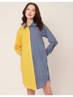 Moomaya - Collar Neck Full Sleeves Knee Length Dress
