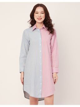 Moomaya - Collar Neck Full Sleeves Knee Length Dress