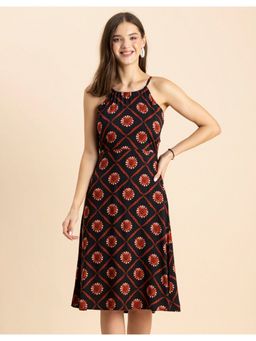 Moomaya - Halter Neck Printed Knee Length Dress