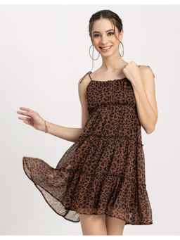 Moomaya - Tiered Printed Strappy Mini Dress