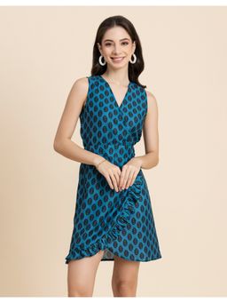 Moomaya - Wrap Printed Sleeveless Mini Dress