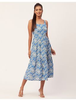 Moomaya - Square Neck Midi Printed Chic Dress