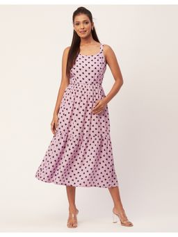 Moomaya - Square Neck Midi Printed Chic Dress