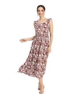 Moomaya - Ruffled Printed A-Line Midi Dress