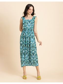 Moomaya - Ruffled Printed A-Line Midi Dress