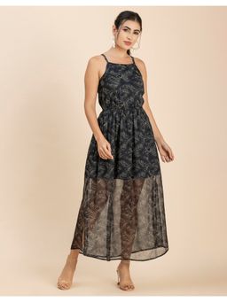 Moomaya - Strappy Chiffon Printed Maxi Dress