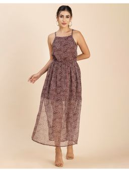 Moomaya - Strappy Chiffon Printed Maxi Dress