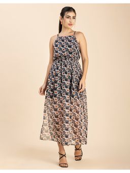 Moomaya - Strappy Chiffon Printed Maxi Dress