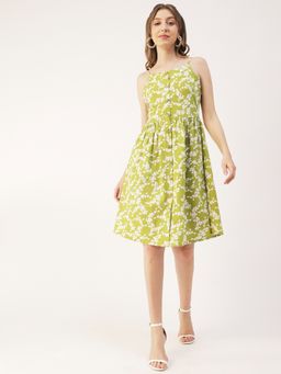 Moomaya - Buttoned Printed Cotton Knee Length Dress