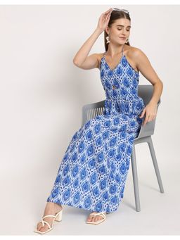 Moomaya - Cut Out Halter Printed Maxi Dress