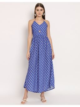 Moomaya - Cut Out Halter Printed Maxi Dress